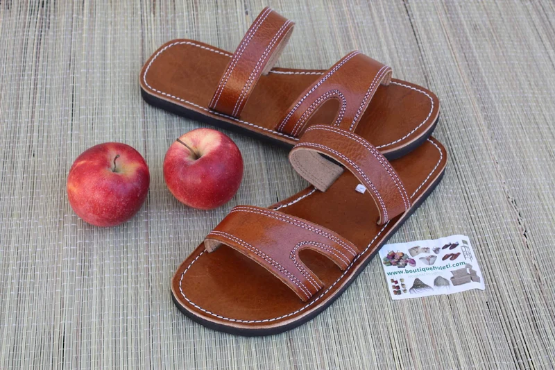 Sandales d'été en Cuir Marron - Homme / Femme - ARTISANAT CONFORT QUALITÉ - Du 36 au 47