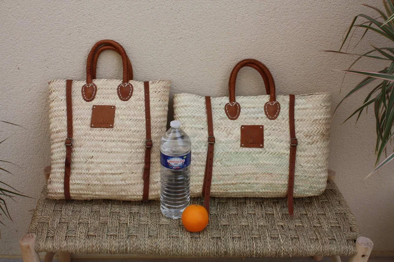 Panier Sac à Dos - Tressé Main - Paille Rotin Raphia Palmier Cuir - CRÉATION UNIQUE HULÉTI