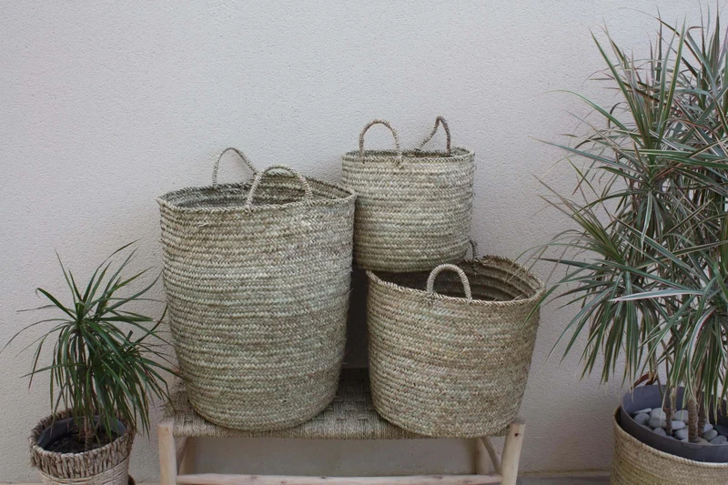 Panier de rangement - 100% NATUREL - Corbeille à linge Bac Coffre - 4 TAILLES au CHOIX - osier rotin paille