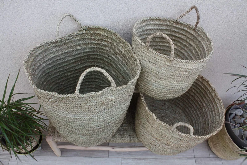 Panier de rangement - 100% NATUREL - Corbeille à linge Bac Coffre - 4 TAILLES au CHOIX - osier rotin paille