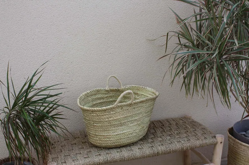 GRAND Panier de courses en paille - 100% NATUREL & VEGAN - Sac cabas de marché - plage couffin marocain