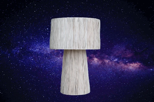 LAMPE de Chevet ou de Salon en RAPHIA - ARTISANAL Fait Main - paille rotin osier