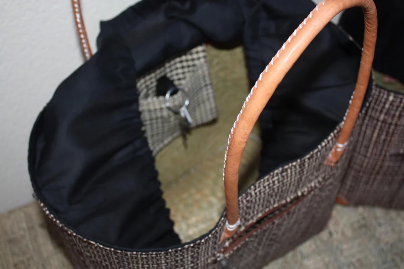 Panier Noir & Naturel - Poche Tissu Sac Cabas africain - 2 TAILLES - Marchés, courses, plage... LEGER et SOLIDE