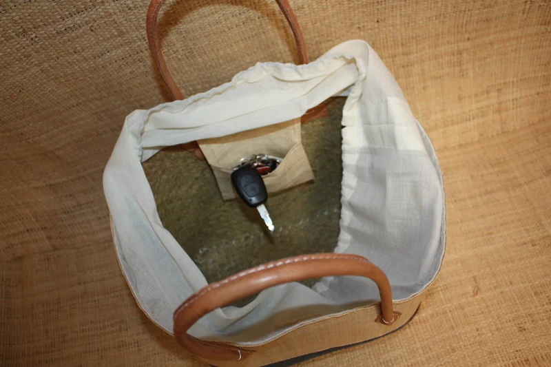 Panier Bleu & Naturel - Pochon Tissu Sac Cabas Léger - 3 TAILLES - Marché, courses, plage...