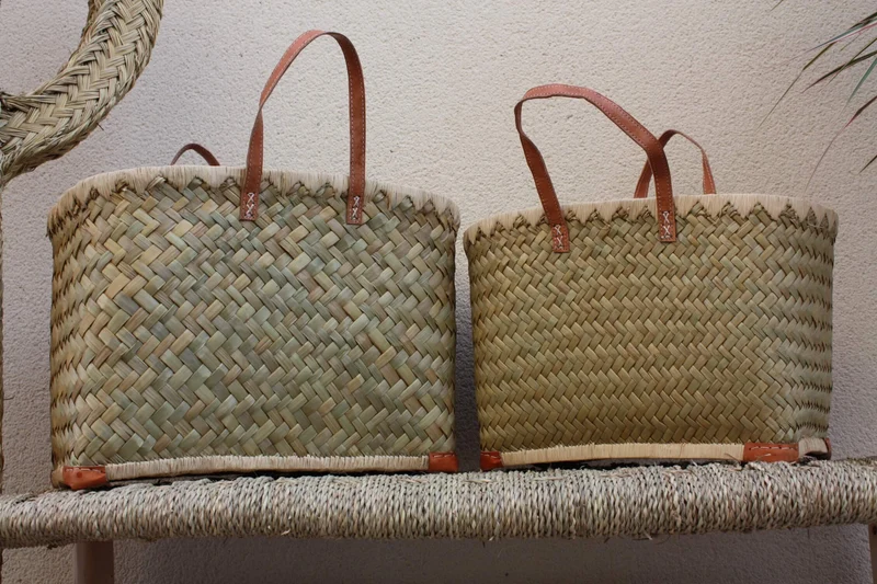 Paniers à courses de Madagascar - MOYEN & GRAND - Sac Panier paille Cabas marchés courses plage palmier naturel