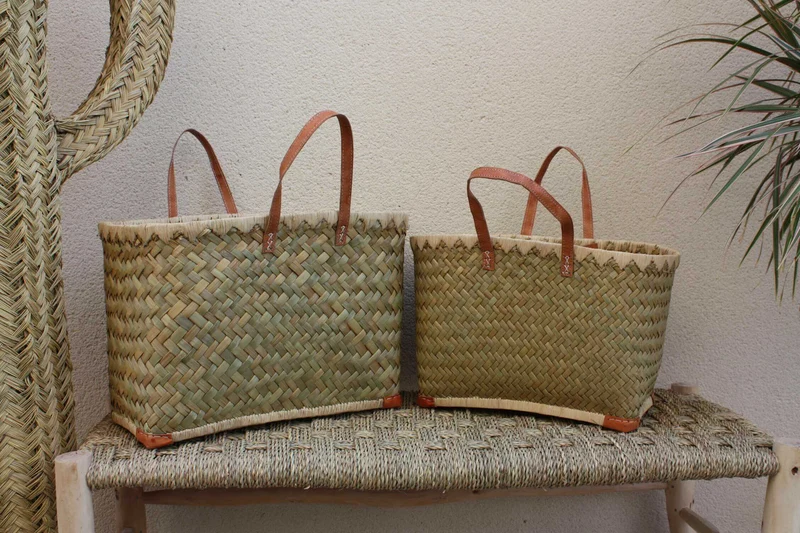 Paniers à courses de Madagascar - MOYEN & GRAND - Sac Panier paille Cabas marchés courses plage palmier naturel