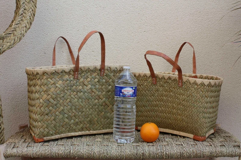 Paniers à courses de Madagascar - MOYEN & GRAND - Sac Panier paille Cabas marchés courses plage palmier naturel