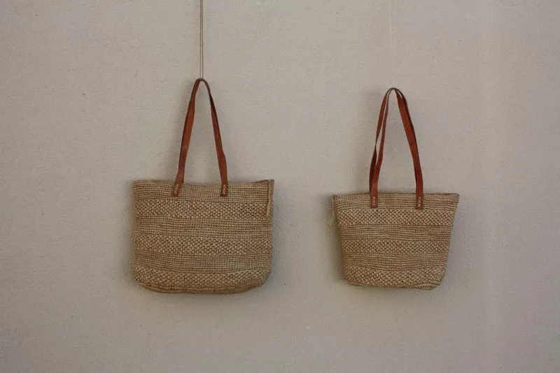 SAC CROCHET RAPHIA - Anses Longues - Double tressage & Pochette zippé - Entièrement Fait Main - Artisanat Madagascar -