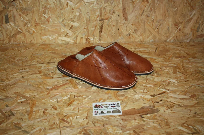 BABOUCHES Cuir CHAUDES - CHAUSSONS Polaire Confort - 100% Artisanal - Homme / Femme - Du 38 au 45 -