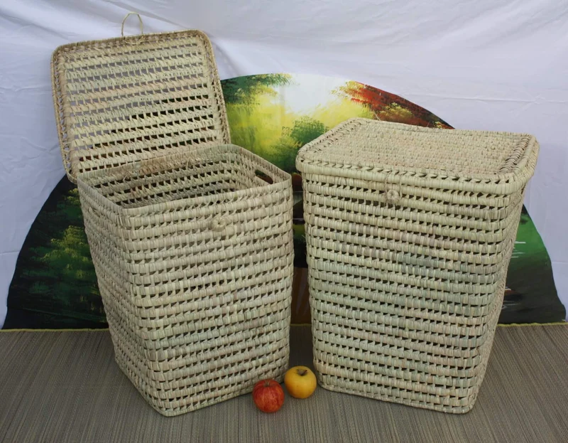 GRAND Panier à linge - Tressé en Palmier - 3 TAILLES au choix - 100% NATUREL -