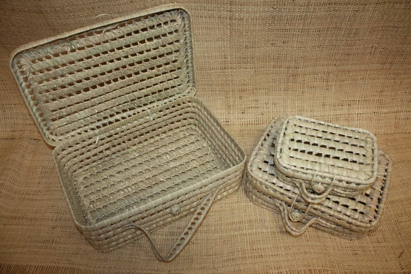 PANIER VALISETTE - Anses & Fermeture NATURELLE - Tressé Main - Valise enfant naissance bébé -