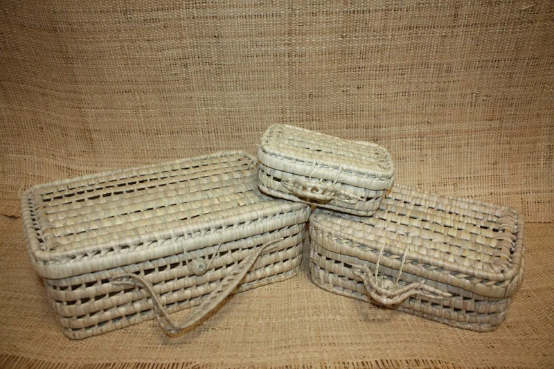 PANIER VALISETTE - Anses & Fermeture NATURELLE - Tressé Main - Valise enfant naissance bébé -