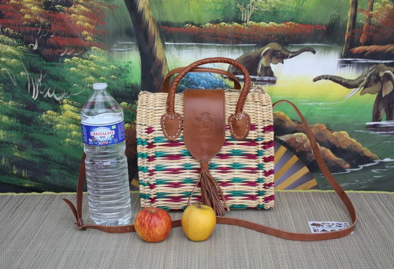 Panier Sac à Main BICOLORE Bandoulière - FERMETURE MAGNÉTIQUE - Vert & Fuschia - Huléti -