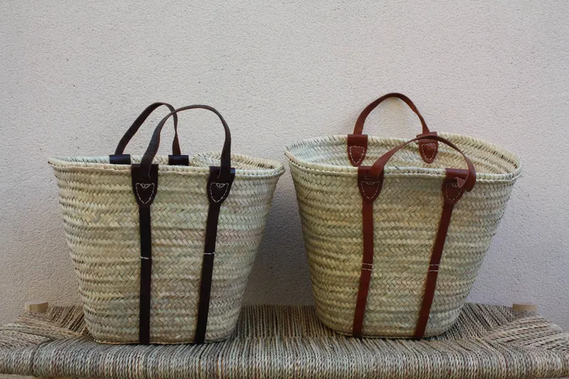 GRAND Panier XXL Solide courses marchés plage - Sac Cabas osier paille marocain rotin palmier