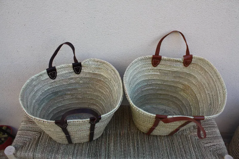 GRAND Panier XXL Solide courses marchés plage - Sac Cabas osier paille marocain rotin palmier