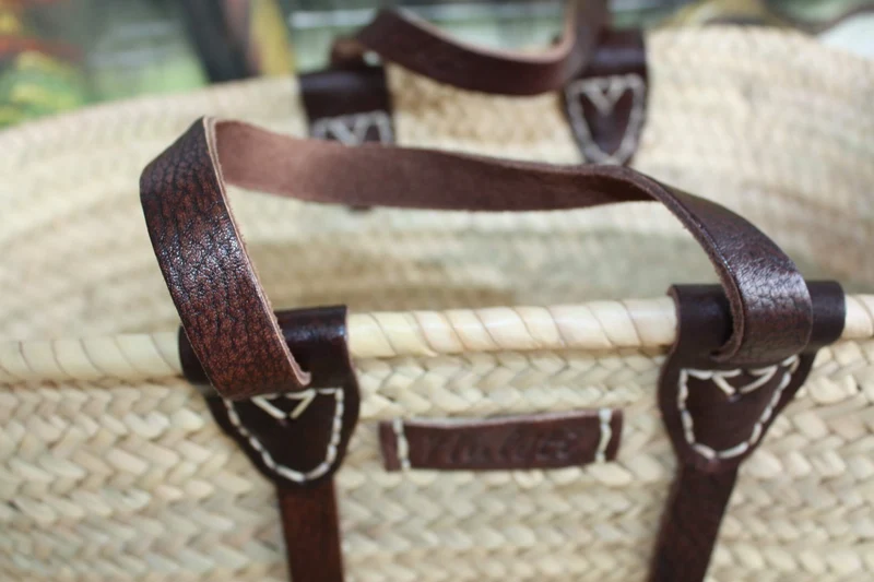 GRAND Panier XXL Solide courses marchés plage - Sac Cabas osier paille marocain rotin palmier