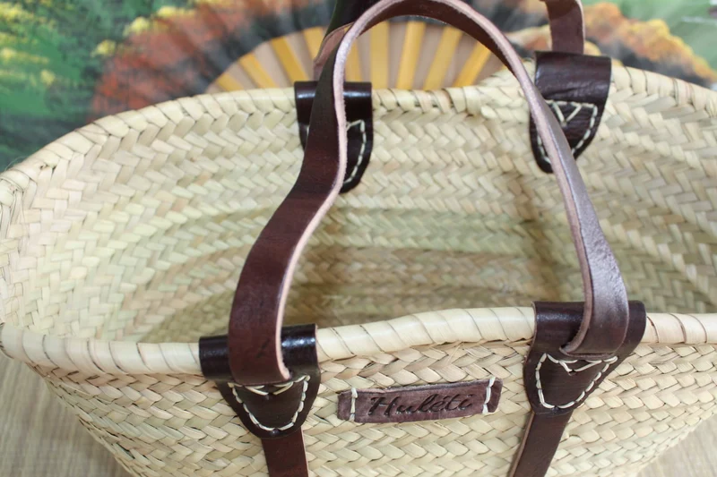 Panier de courses - Sac Paille Plage - Cabas Marché Naturel - osier marocain rotin palmier