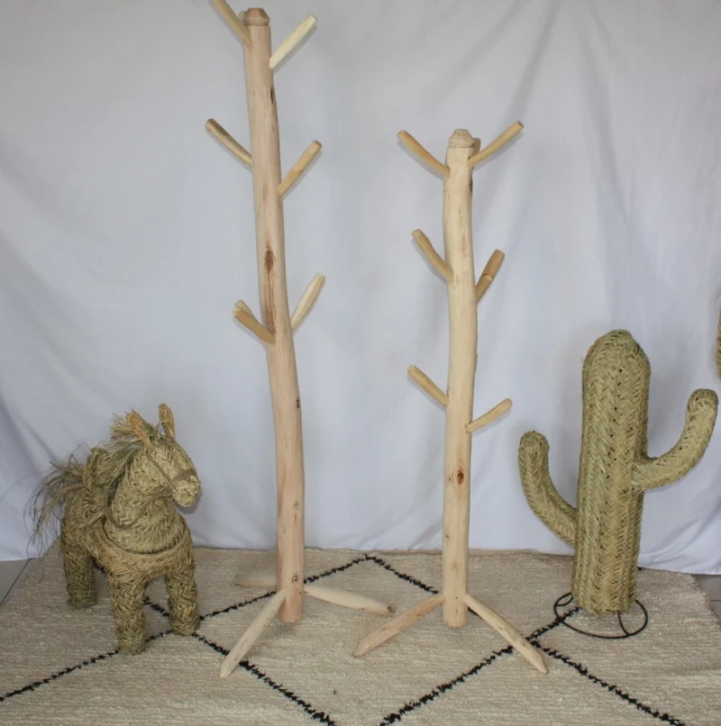 SUPERBE Porte Manteau Artisanal style Scandinave - En Bois d'Eucalyptus - 100% Naturel - 2 Tailles au choix -
