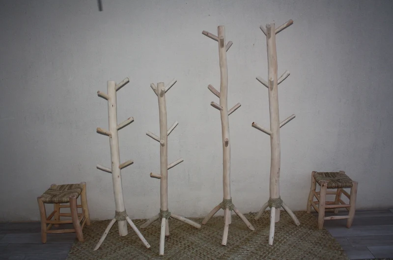 SUPERBE Porte Manteau Artisanal style Scandinave - En Bois d'Eucalyptus - 100% Naturel - 2 Tailles au choix -