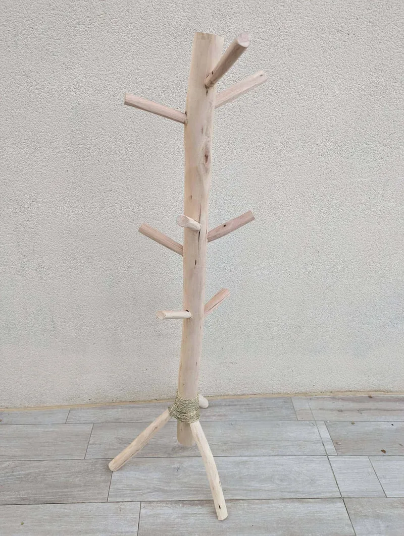 SUPERBE Porte Manteau Artisanal style Scandinave - En Bois d'Eucalyptus - 100% Naturel - 2 Tailles au choix -