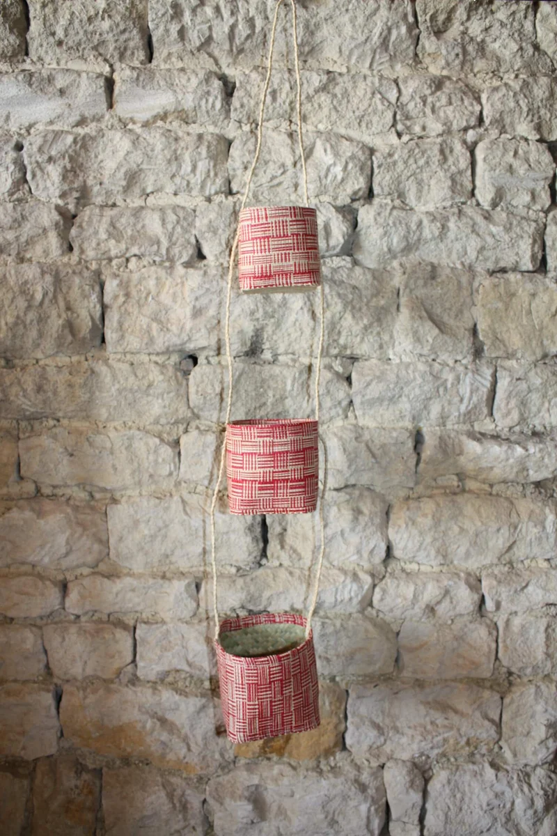 3 paniers suspendus - Porte plantes ou épices - Petits pots de rangement SUPERBE DECO - rabane osier rotin
