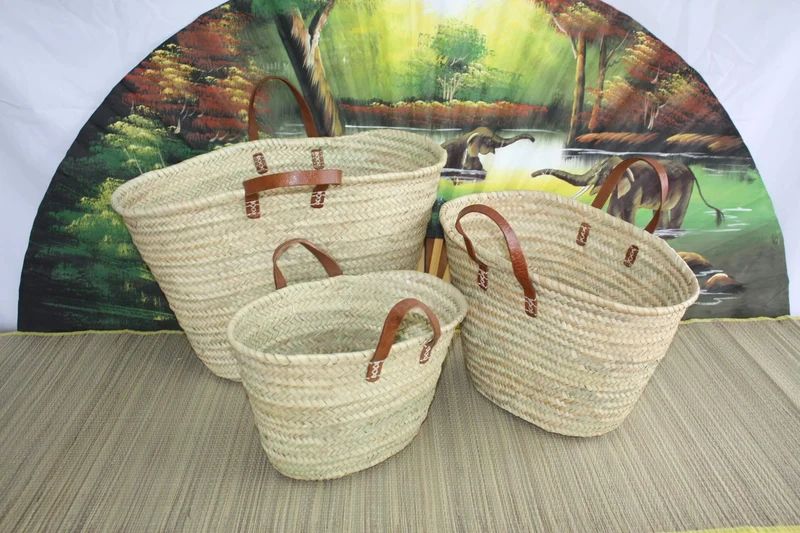 Paniers à courses marocain - MOYEN + GRAND + XXL - Sac Panier paille Cabas marchés courses plage palmier naturel