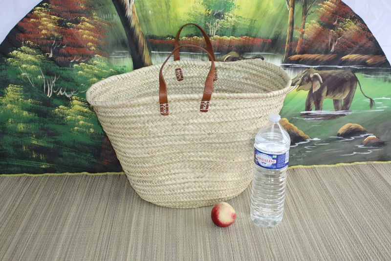 Paniers à courses marocain - MOYEN + GRAND + XXL - Sac Panier paille Cabas marchés courses plage palmier naturel