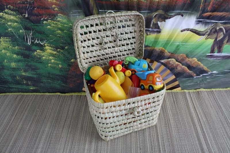 Petite Malle Tressée ou Coffre de rangement enfant / bébé - Vanity Corbeille Bac Jouets - Rotin Osier