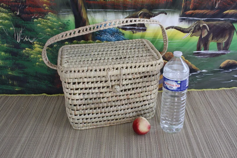 Malle de rangement - Coffre tressé pour enfant bébé - Bac Jouets Corbeille Vanity - Paille Rotin Osier