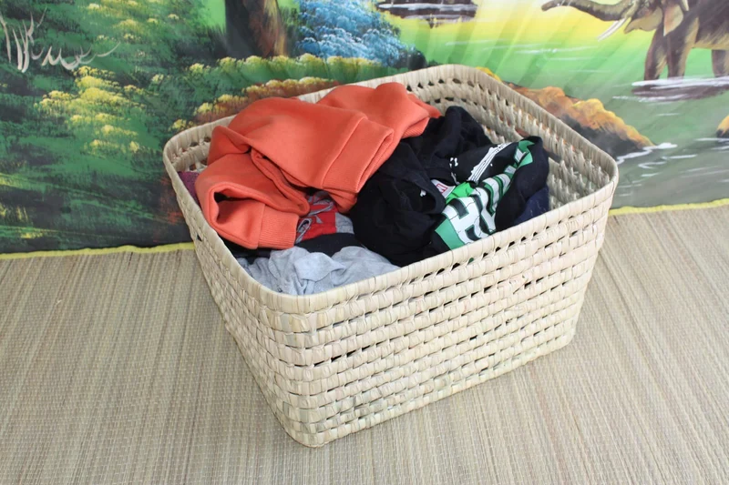 Corbeille de rangement Bac tressé déco bohème - malle coffre linge jouets - Rotin Osier Paille - ARTISANAL -