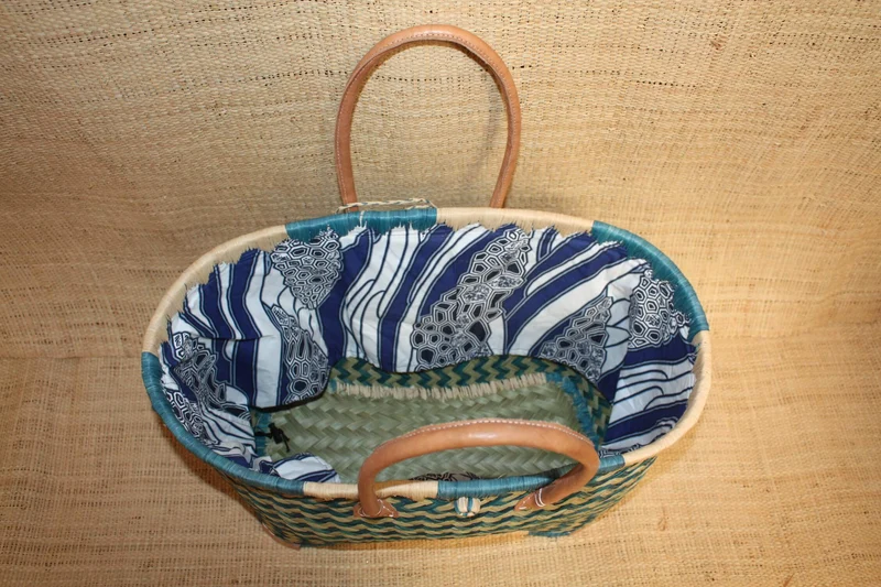 Panier en Aravola - Cabas Sac Anses Longues courses marché plage - 3 TAILLES - Tissu Africain