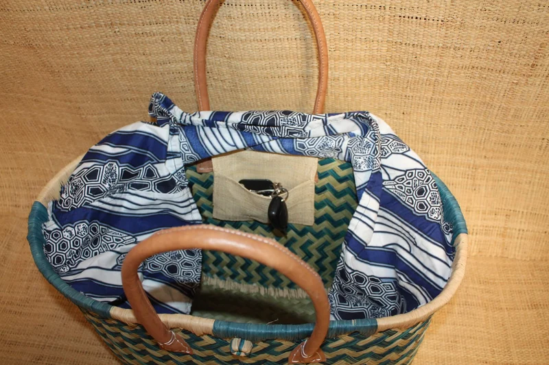 Panier en Aravola - Cabas Sac Anses Longues courses marché plage - 3 TAILLES - Tissu Africain