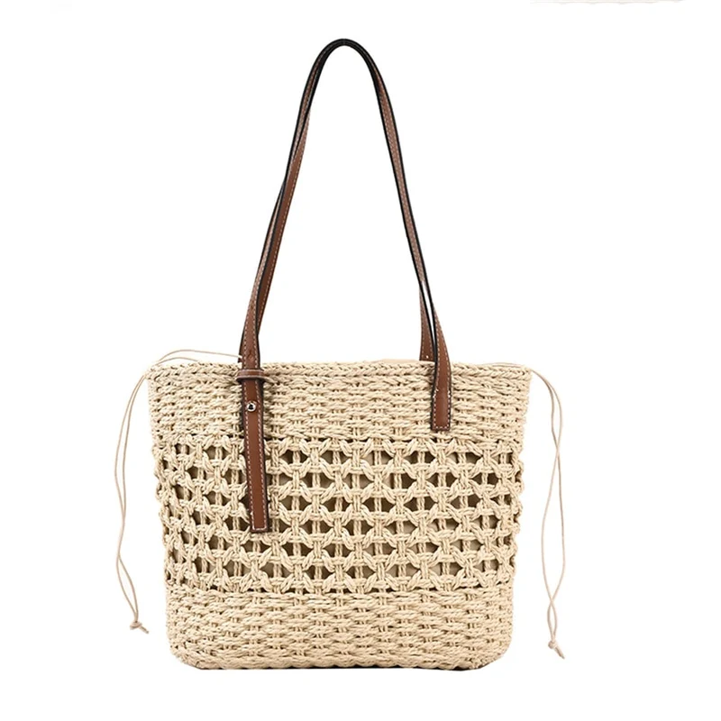 Sac à main beige tendance de plage en paille pour femme