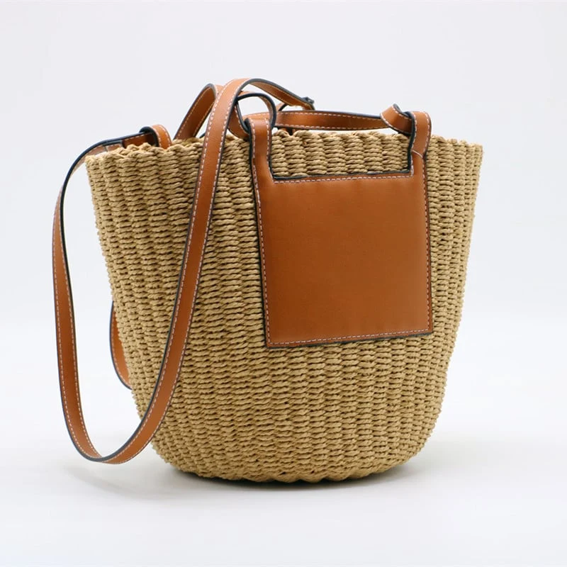 Sac en paille à bandoulière, grande capacité pour femmes