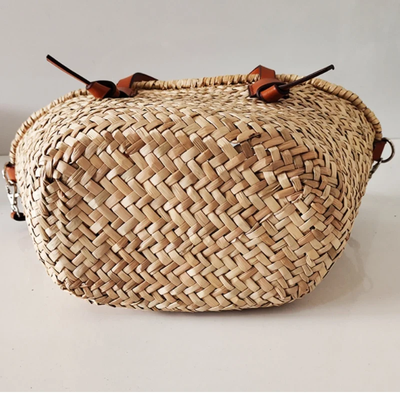 Sac à main d’été à grande capacité, tissé en paille pour femmes