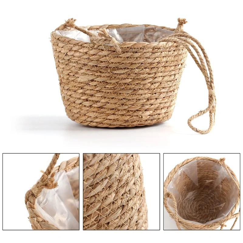 Jardinière suspendue avec corde de jute tissée en macramé