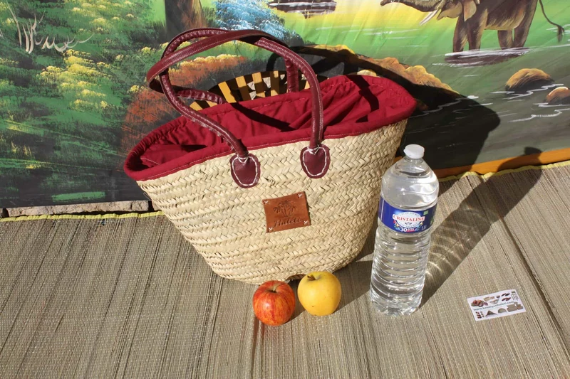 Petit ou Grand Sac avec tissu pochon - Panier Cabas ANSES LONGUES - 3 Couleurs & 2 Tailles au choix -
