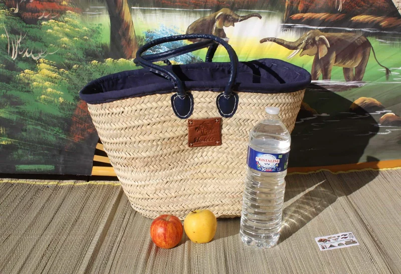 Petit ou Grand Sac avec tissu pochon - Panier Cabas ANSES LONGUES - 3 Couleurs & 2 Tailles au choix -