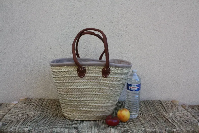 Grand Sac XXL Anses Longues avec tissu pochon qui ferme - Panier paille Cabas marchés courses plage - 3 COULEURS au CHOIX