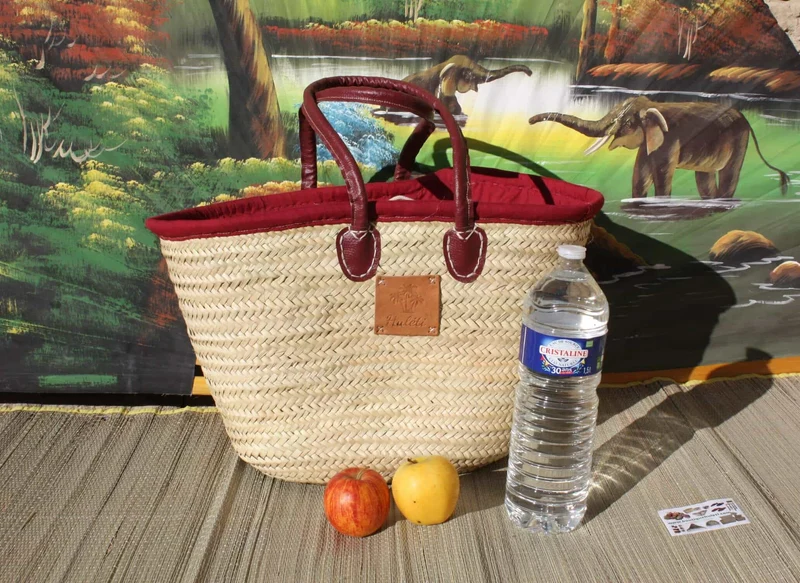 Petit ou Grand Sac avec tissu pochon - Panier Cabas ANSES LONGUES - 3 Couleurs & 2 Tailles au choix -