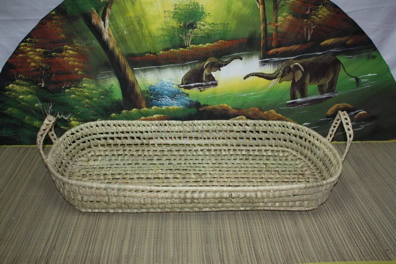 PANIER à LANGER bébé - avec anses - 100% NATUREL - Tressé Main - palmier osier rotin paille