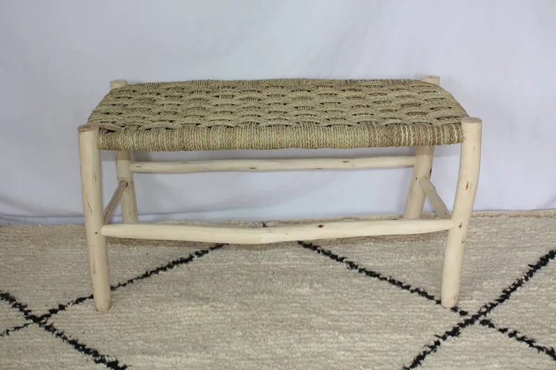 GRAND BANC en BOIS - Banquette de 70cm à 1.60 mètres de long - Artisanat Marocain - Déco Bohème Naturelle