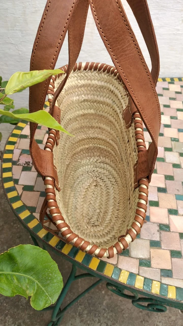 MAGNIFIQUE Sac Anses Longues Cuir Tressé - Cabas panier marchés course plage naturel