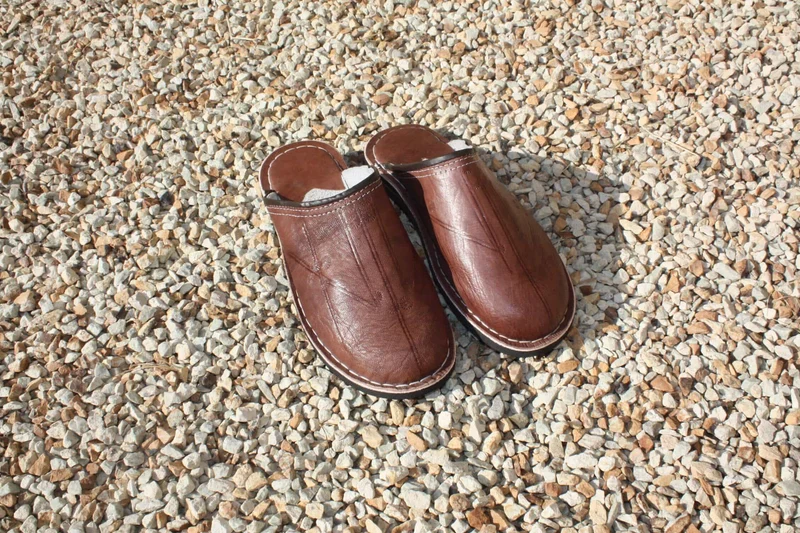 BABOUCHES en CUIR Brun - Fabrication Berbères 100% ARTISANALE - Homme & Femme - Du 35 au 50 !