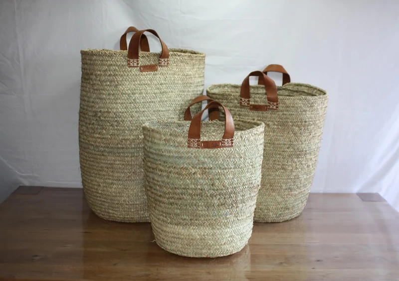Panier cache pot plantes / fleurs - Corbeille Bac Coffre - 4 TAILLES au CHOIX - cuir osier rotin paille