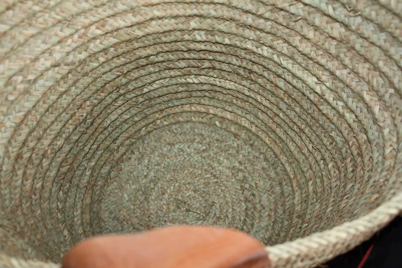 Panier de rangement Rond en Palmier - Corbeille à linge Bac Coffre - 4 TAILLES au CHOIX - cuir osier rotin paille