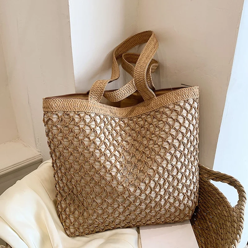 Sac à main en tissage avec fermeture éclair pour femmes