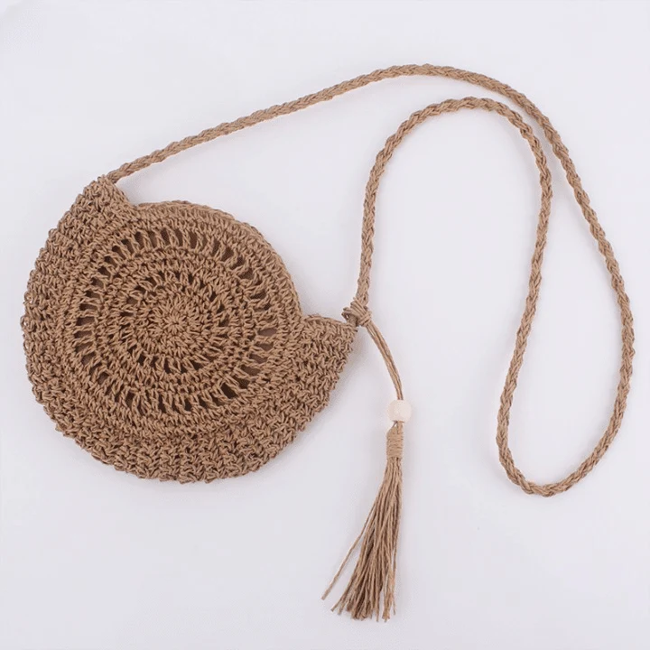 Sac rond souple en paille pour femme