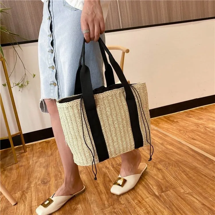 Sac à main tissé pour femme marron ou beige