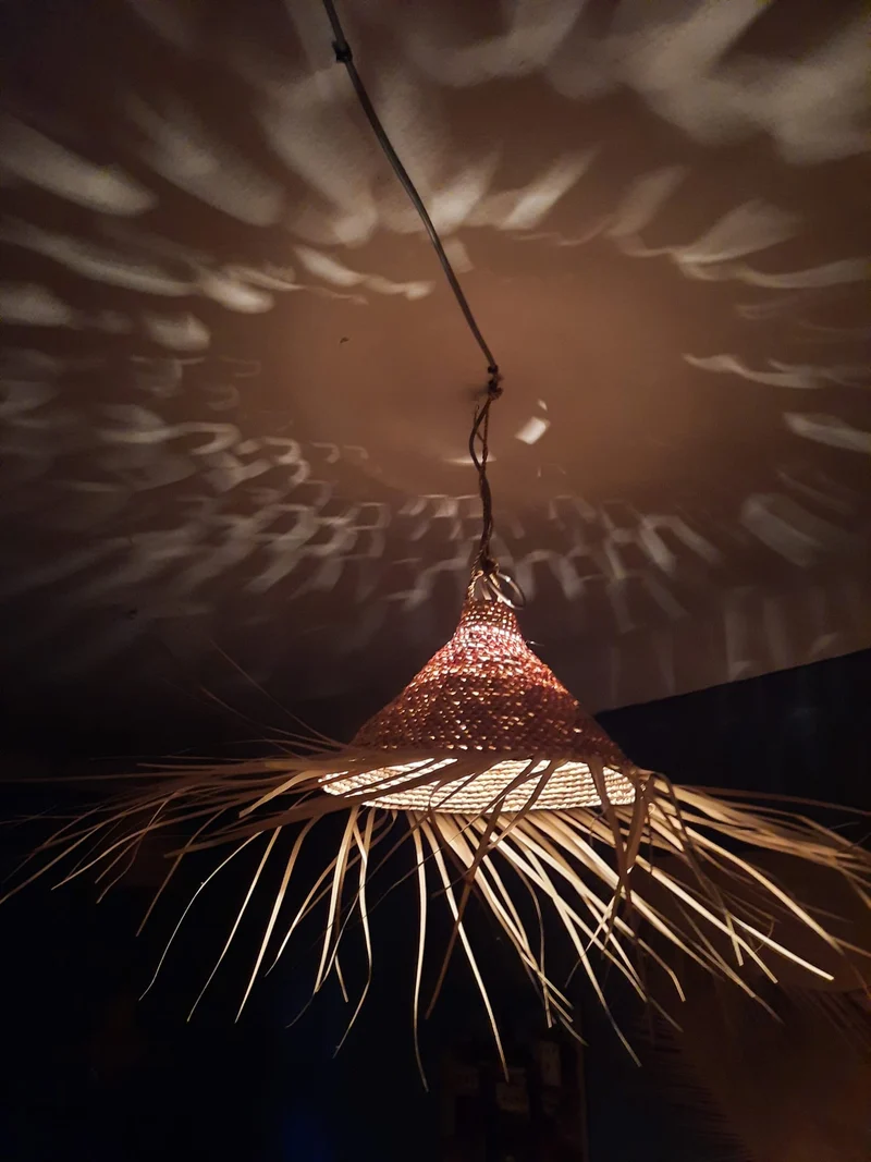 SUSPENSION Cone Paille - Luminaire Lustre Abat jour ajouré - 3 TAILLES au CHOIX - Marocain rotin